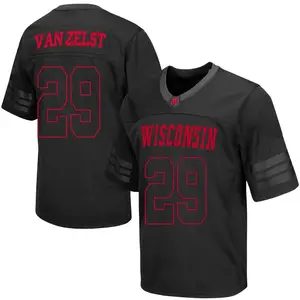 Nate Van Zelst Under Armour Wisconsin Badgers Men's Game out College Jersey - Black